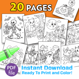 Halloween Coloring Book Pages, Instant Download, Printable